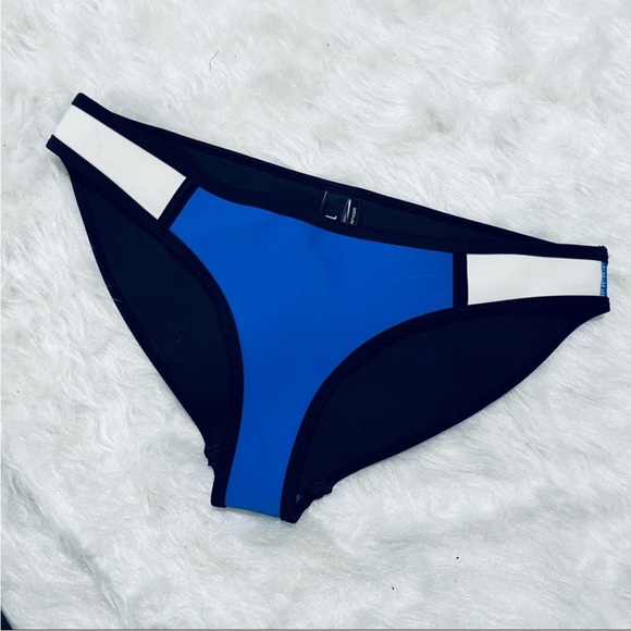 Worn Once Triangl Neoprene Bikini Bottoms Royal Blue White Low Rise Hipster Cut - Picture 1 of 5